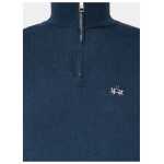 La Martina Blue Wool Men Sweater With Half Zip Closure 3