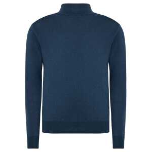 La Martina Blue Wool Men Sweater With Half Zip Closure