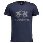 La Martina Chic Crew Neck Cotton Tee In Blue 2