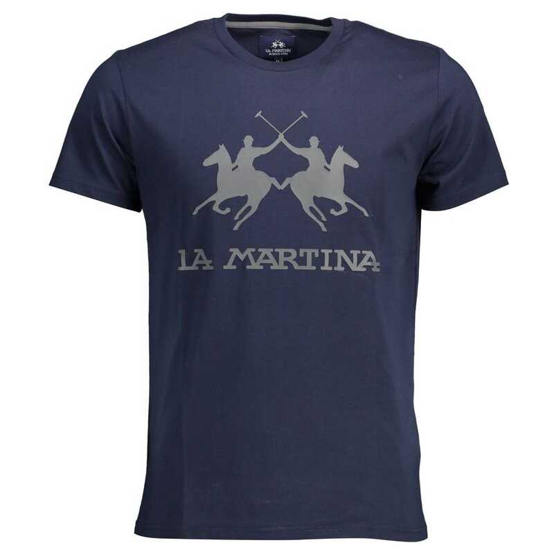 La Martina Chic Crew Neck Cotton Tee in Blue, theFeinheit