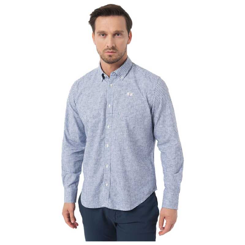 La Martina Elegant Checkered Cotton Shirt with Embroidered Logo, theFeinheit