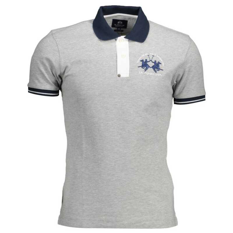 La Martina Gray Cotton Men Polo Shirt, theFeinheit