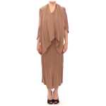 Lamberto Petri Elegant Brown Silk Shift Dress