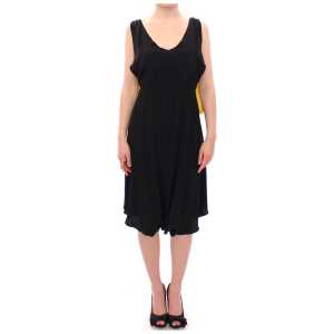 Lamberto Petri Elegant Silk Blend Shift Dress In Black And Yellow