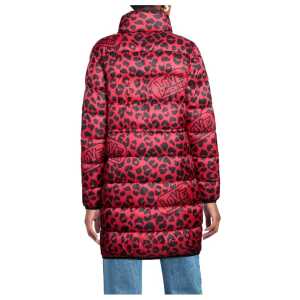 Love Moschino Chic Leopard Print Long Down Jacket
