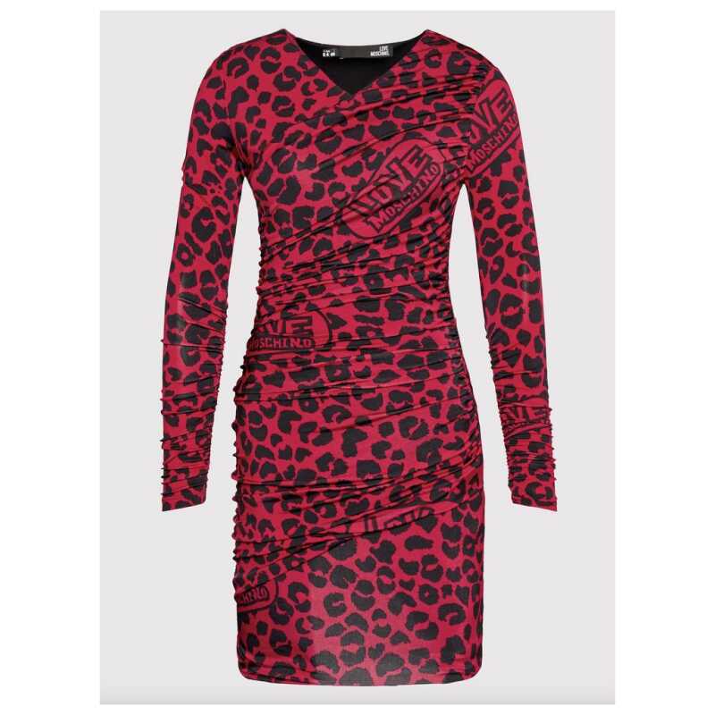 Love Moschino Chic Leopard Texture Dress in Pink and Black, theFeinheit