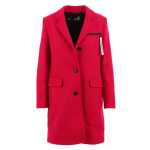Love Moschino Chic Pink Woolen Coat With Logo Details