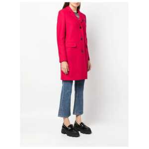 Love Moschino Chic Pink Woolen Coat With Logo Details 2