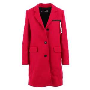 Love Moschino Chic Pink Woolen Coat With Logo Details