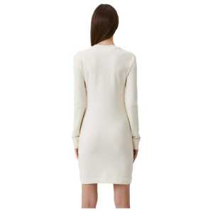 Love Moschino Chic White Cotton Blend Dress With Logo Accent
