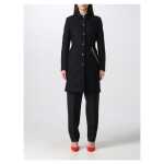 Love Moschino Elegant Black Wool Coat With Silver Chain Detail 3
