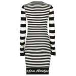 Love Moschino Elegant Striped Knit Dress With Long Sleeves