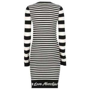 Love Moschino Elegant Striped Knit Dress With Long Sleeves