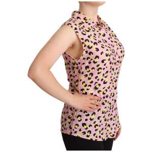 Love Moschino Sleeveless Leopard Print Polo Top