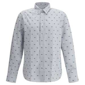 Maison Kitsune Striped Shirt With Iconic Fox