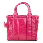 Marc Jacobs The Shiny Crinkle Micro Tote Magenta Leather Crossbody Bag Handbag