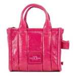 Marc Jacobs The Shiny Crinkle Micro Tote Magenta Leather Crossbody Bag Handbag 4