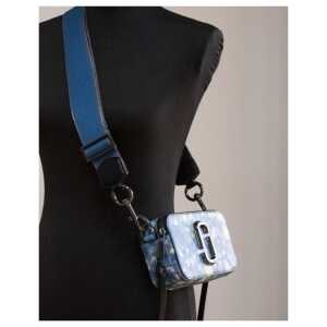 Marc Jacobs The Snapshot Bag Watercolor Blue Printed Leather Shoulder Bag Purse