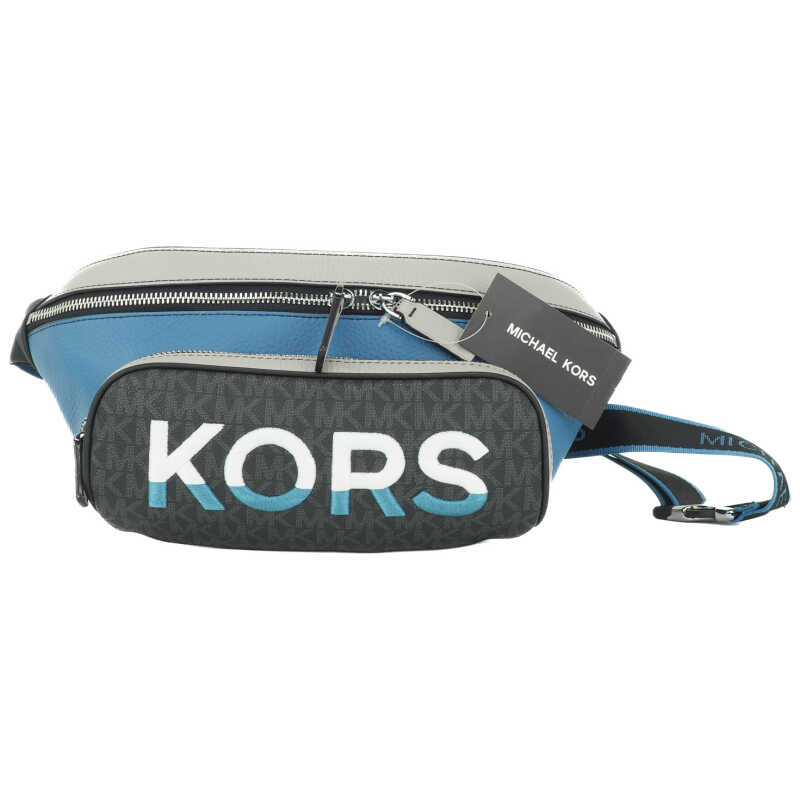 Michael Kors Cooper Large Blue Multi Leather Embroidered Logo Utility Belt Bag, theFeinheit