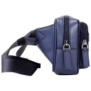 Michael Kors Cooper Small Navy Blue Smooth Leather Double Zip Belt Bag