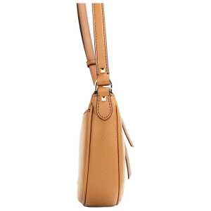 Michael Kors Dover Small Luggage Pebbled Leather Half Moon Crossbody Bag Purse