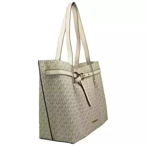 Michael Kors Emilia Large Signature Pvc Tote Bag Purse Light Cream 2