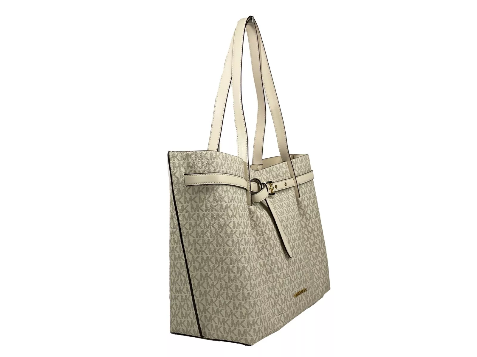 Michael Kors Emilia Large Signature Pvc Tote Bag Purse Light Cream 2