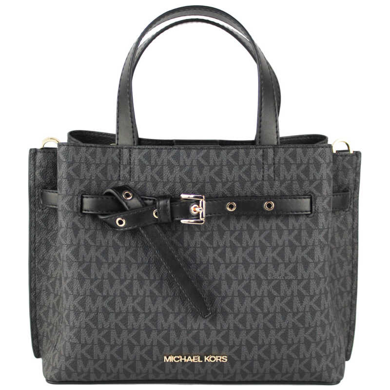 Michael Kors Emilia Small Black Signature PVC Satchel Crossbody Handbag Purse, theFeinheit