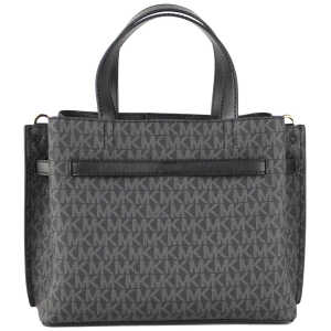 Michael Kors Emilia Small Black Signature Pvc Satchel Crossbody Handbag Purse