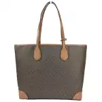 Michael Kors Eva Large Stripe Travel Tote Bag Plus Pouch Brown 3