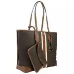 Michael Kors Eva Large Stripe Travel Tote Bag Plus Pouch Brown 4