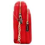 Michael Kors Jet Set Bright Red Pebbled Leather North South Chain Crossbody Bag