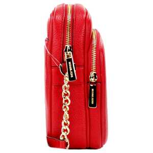 Michael Kors Jet Set Bright Red Pebbled Leather North South Chain Crossbody Bag