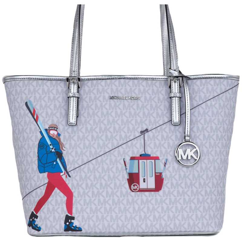 Michael Kors Jet Set Girls Print Medium Signature PVC Carryall Shoulder Tote Handbag (Bright White Multi), theFeinheit