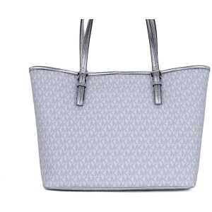 Michael Kors Jet Set Girls Print Medium Signature Pvc Carryall Shoulder Tote Handbag Bright White Multi