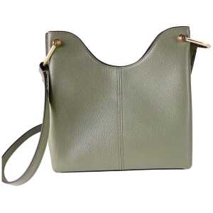 Michael Kors Joan Large Perforated Suede Leather Slouchy Messenger Handbag Army Green