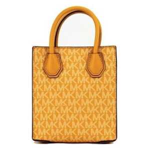 Michael Kors Mercer Xs Honeycomb Gold Signature Pvc North South Shopper Crossbody Bag