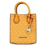 Michael Kors Mercer Xs Honeycomb Gold Signature Pvc North South Shopper Crossbody Bag 5