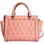 Michael Kors Peach Quilted Leather Logo Crossbody Vivianne Messenger Bag 4