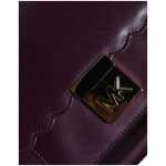 Michael Kors Purple Leather Logo Plaque Crossbody Mindy Satchel Bag 7