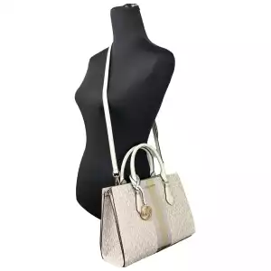 Michael Kors Sheila Medium Crossbody Satchel Purse Bag Pale Gold 2