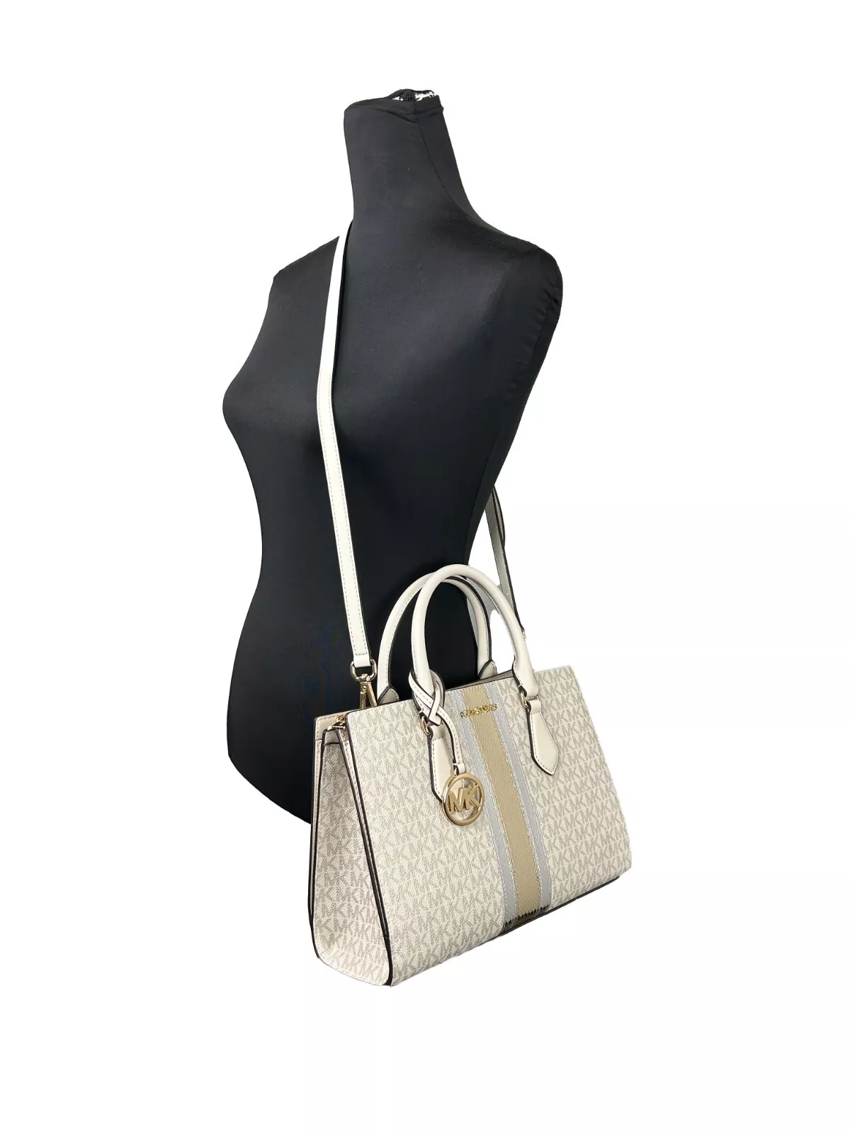 Michael Kors Sheila Medium Crossbody Satchel Purse Bag Pale Gold 2