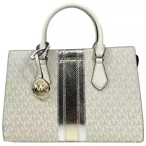 Michael Kors Sheila Medium Crossbody Satchel Purse Bag Pale Gold