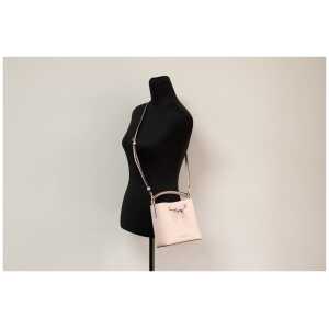 Michael Kors Suri Small Dark Powder Blush Signature Pvc Bucket Crossbody Handbag