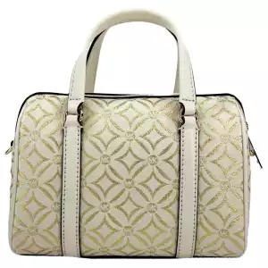 Michael Kors Travel Small Pebbled Leather Duffle Crossbody Handbag Pale Gold Multi 2