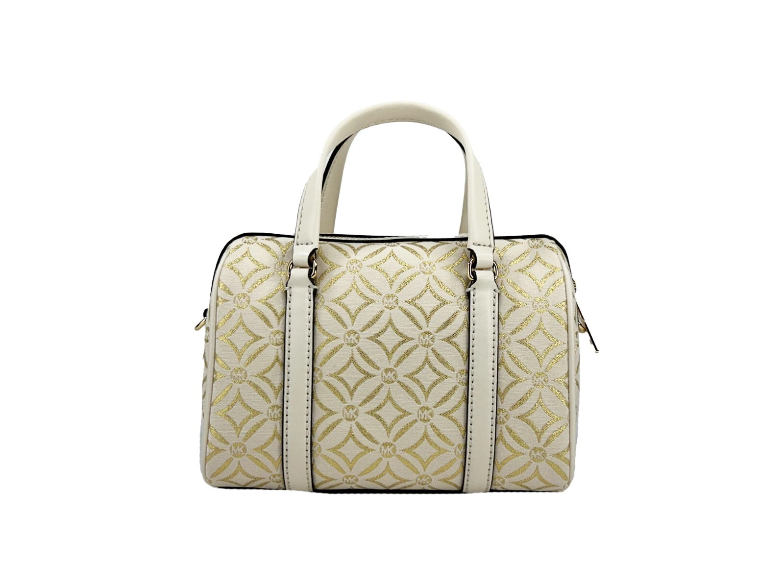 Michael Kors Travel Small Pebbled Leather Duffle Crossbody Handbag Pale Gold Multi 2