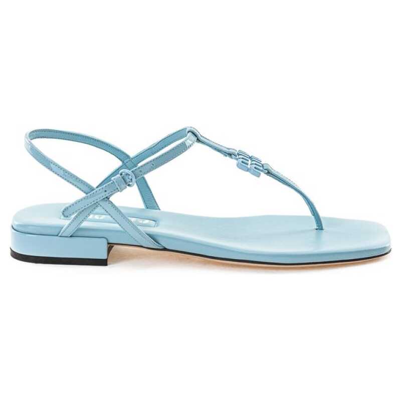Miu Miu Blue Patent Leather Flip-Flop Sandal, theFeinheit