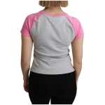 Moschino Chic Gray Crew Neck Cotton T Shirt With Pink Accents 3