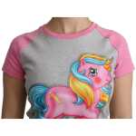 Moschino Chic Gray Crew Neck Cotton T Shirt With Pink Accents 4