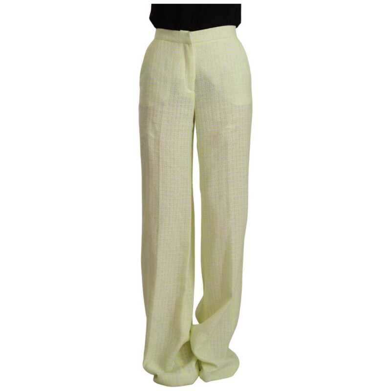 MSGM Yellow Green Cotton High Waist Straight Long Pants, theFeinheit